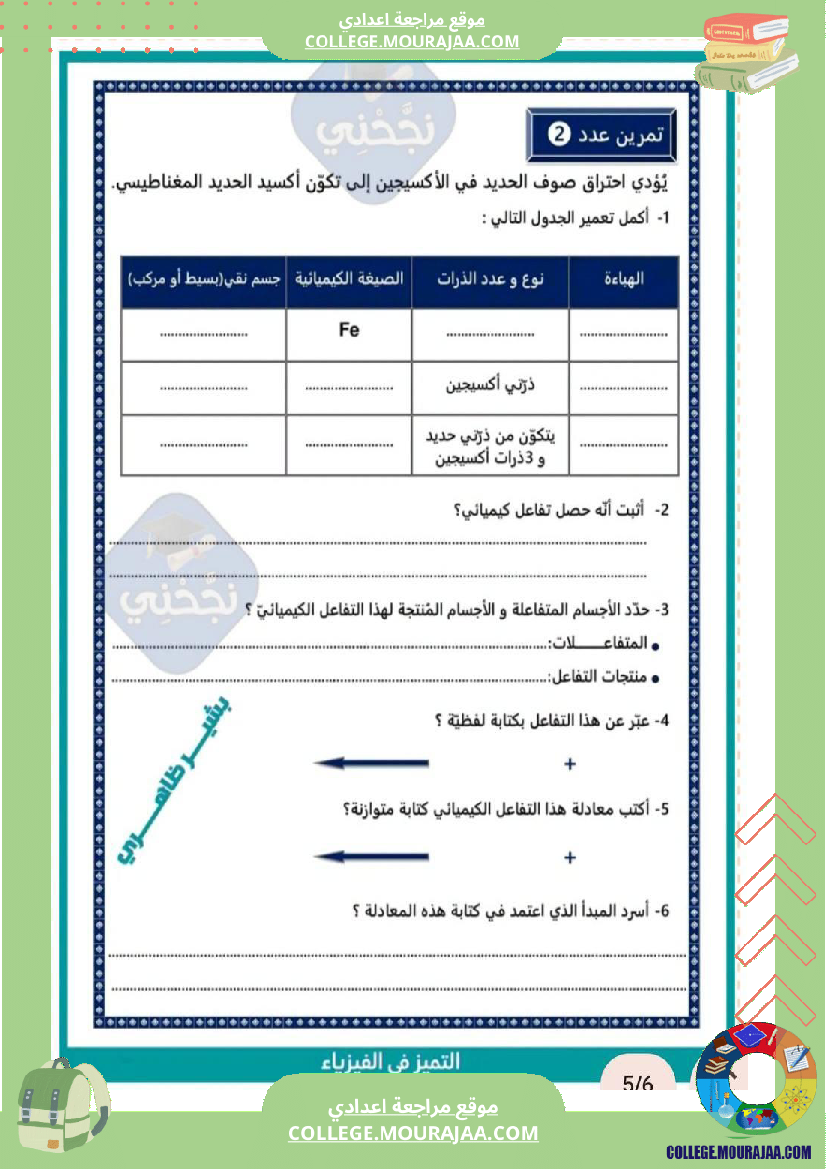 تاسعة أساسي علوم فيزيائية الثلاثي الأول فرض تأليفي عدد 1 بالاصلاح 1