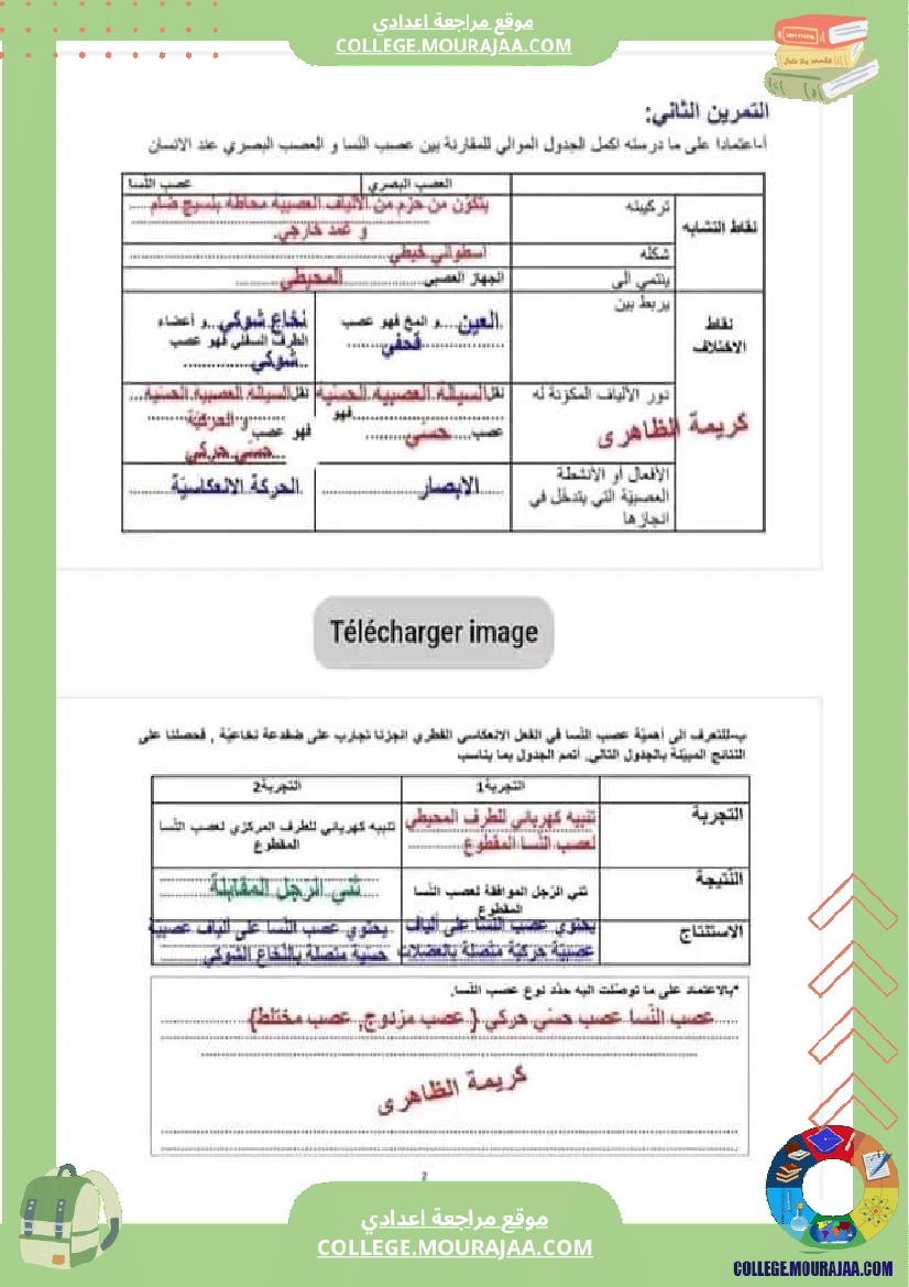 تاسعة أساسي علوم الحياة و الأرض فرض تاليفي 1 مع الاصلاح