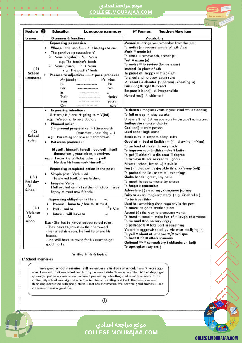 تاسعة_أساسي_ملخص_انقليزية_كامل_السنة