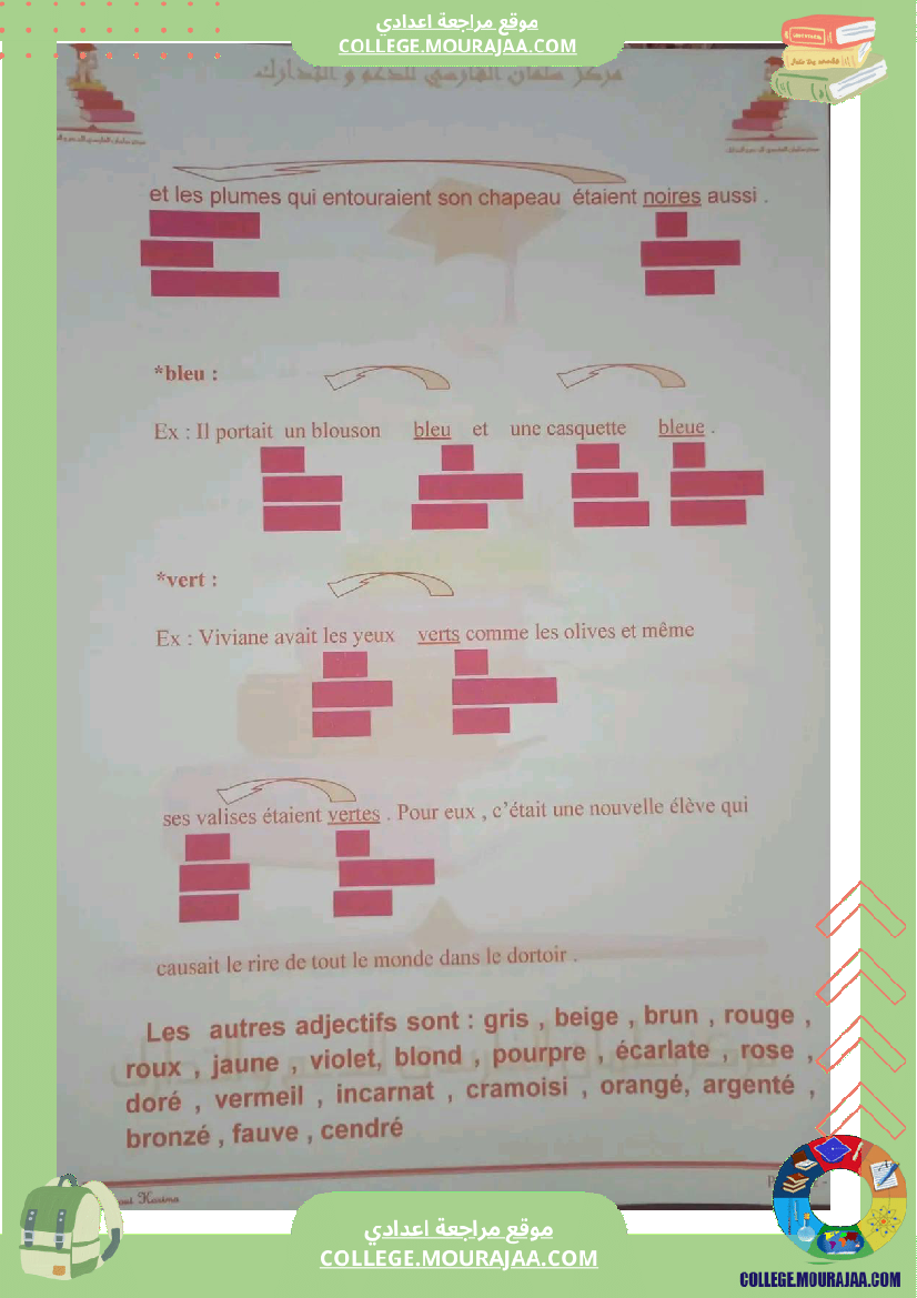 9eme annee francais 1er trimestre module 2 portrait et comportement l accord des adjectifs