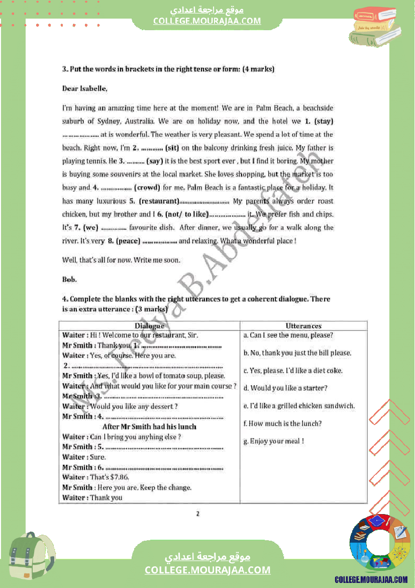 7 eme anglais devoir de synthese n 1 corrige