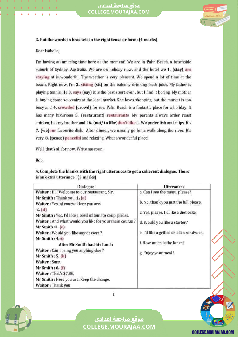 7 eme anglais devoir de synthese n 1 corrige