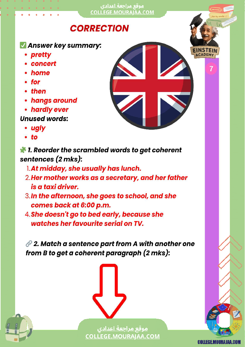 فرض تأليفي عدد 1 الإنجليزية السنة السابعة أساسي