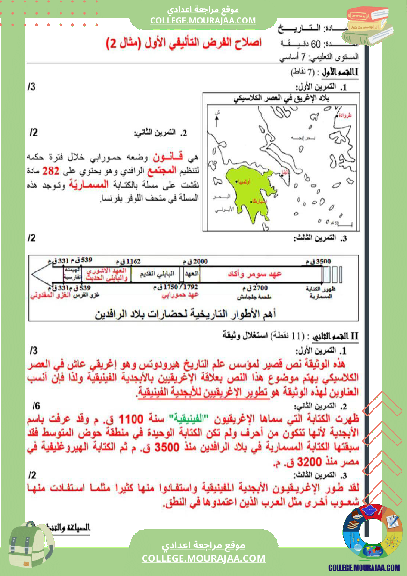 سابعة_أساسي_تاريخ_الثلاثي_الأول_فروض_تأليفي_عدد_1_بالاصلاح
