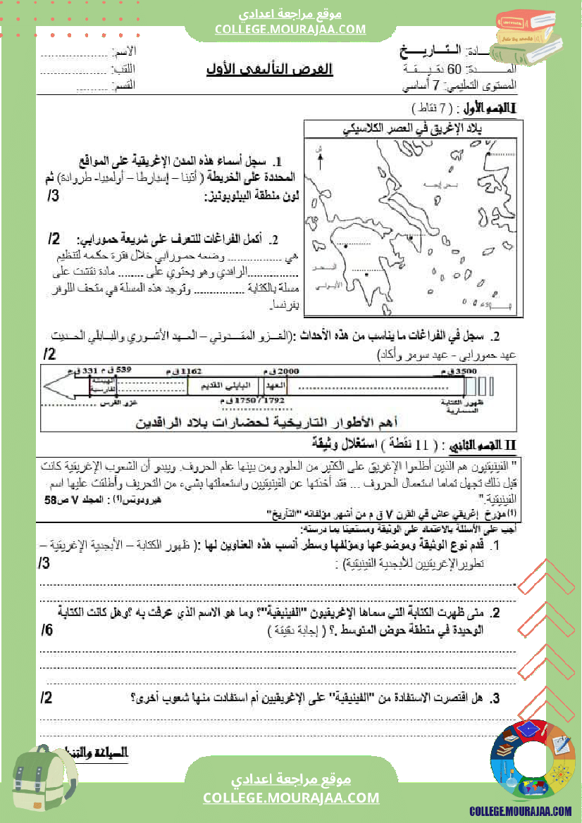 فرض تاليفي تاريخ مع الاصلاح سنة السابعة