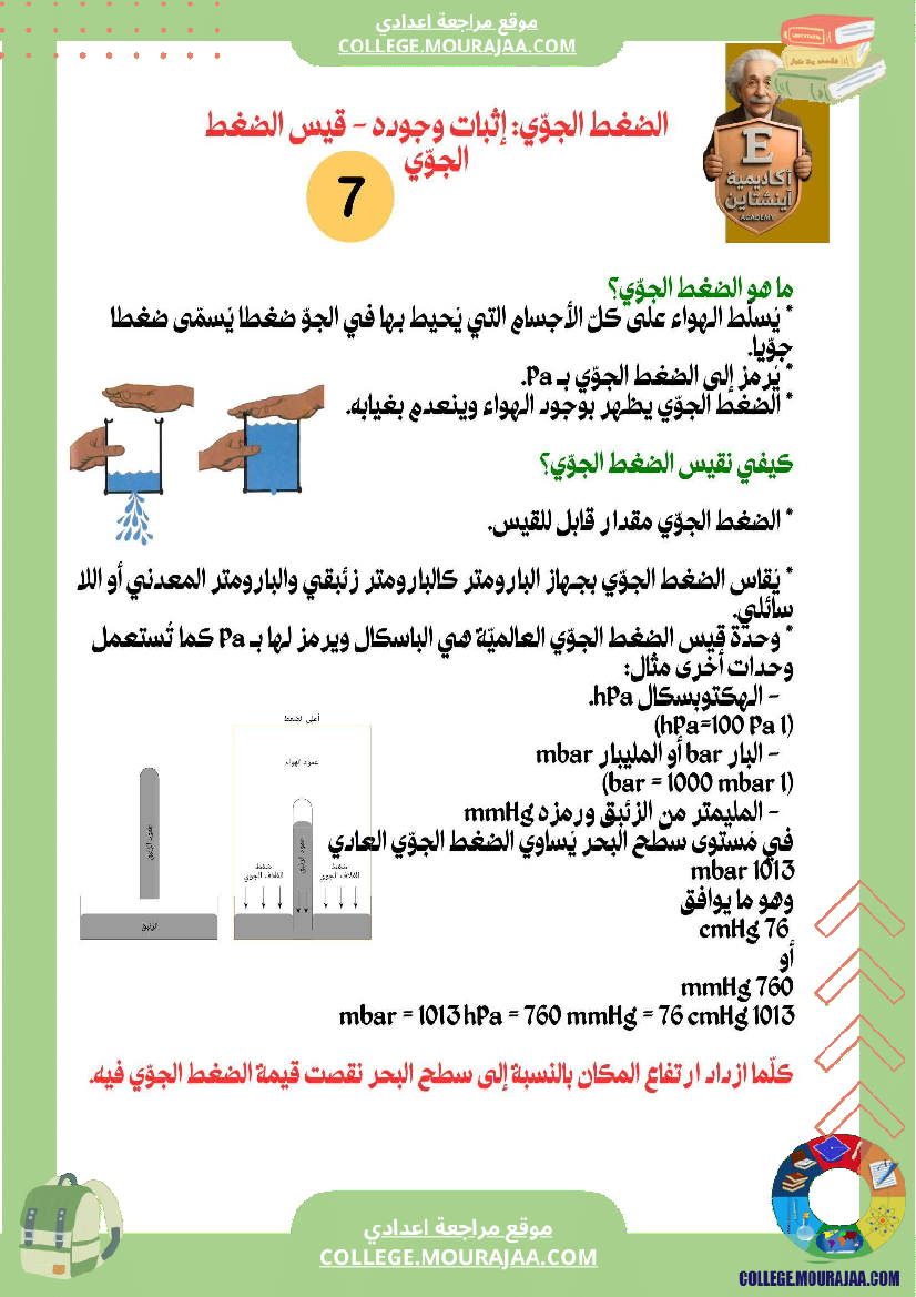 سابعة أساسي علوم فيزيائية فرض تأليفي عدد 1 بالاصلاح