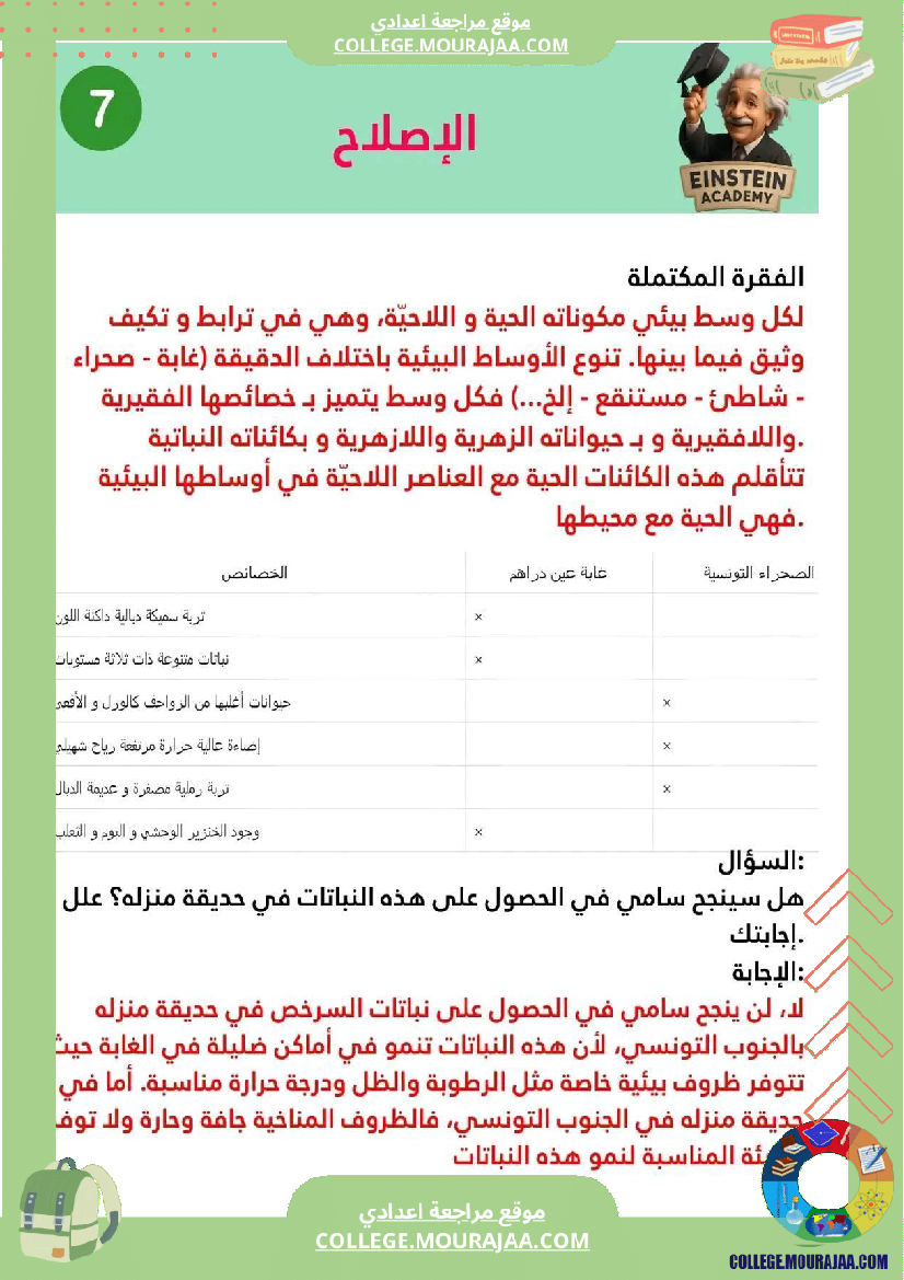 فرض تأليفي عدد 1 في مادة العلوم ممتاز جدا لتلامذة السنة 7