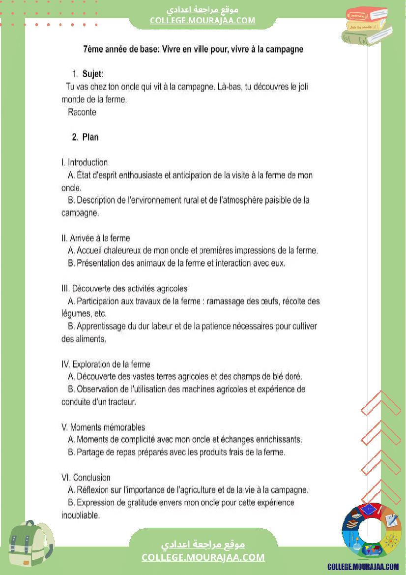 7 eme francais module 2 vivre en ville vivre a la compagne