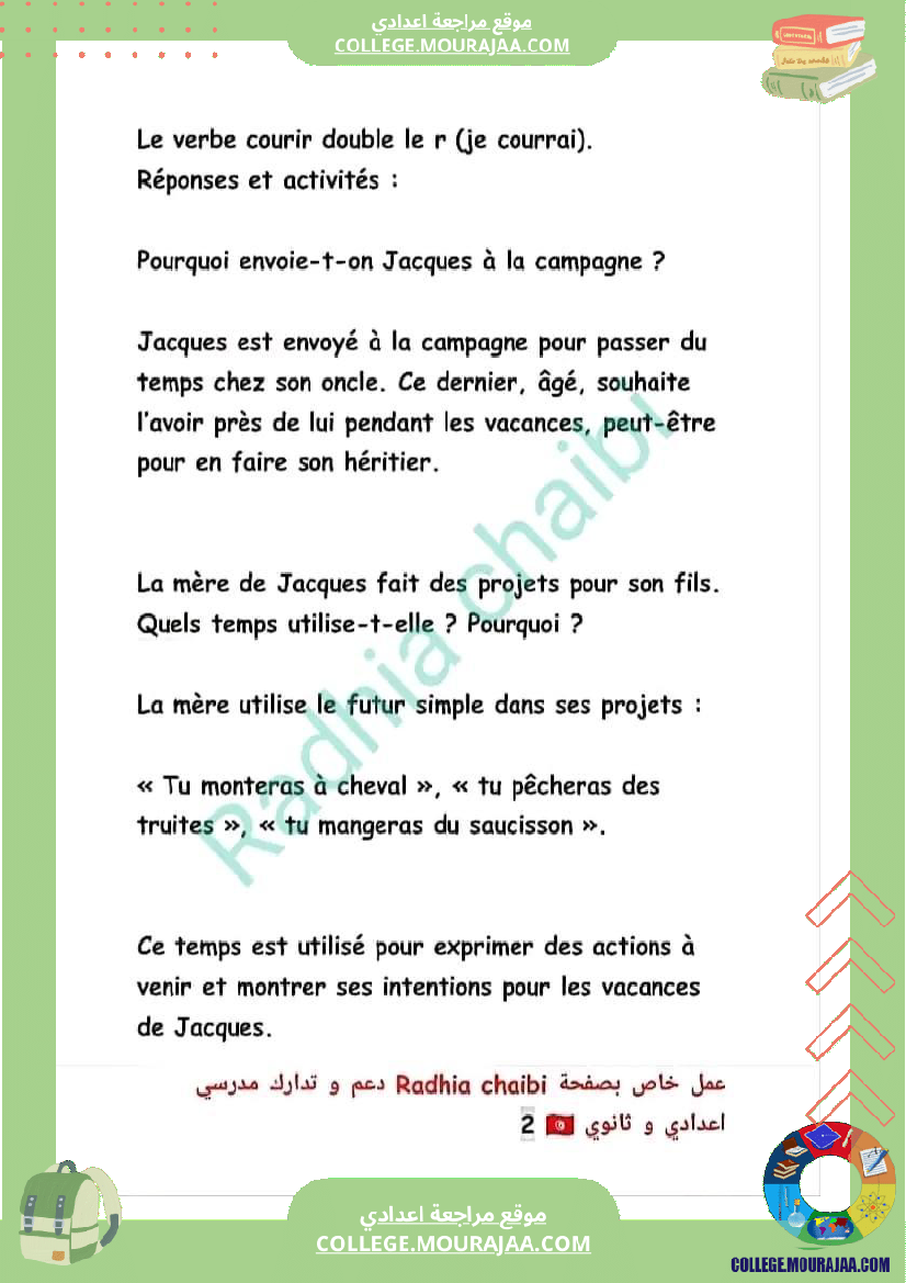 7 eme francais module n 2 vivre en ville vivre a la campagne conjugaison le futur simple