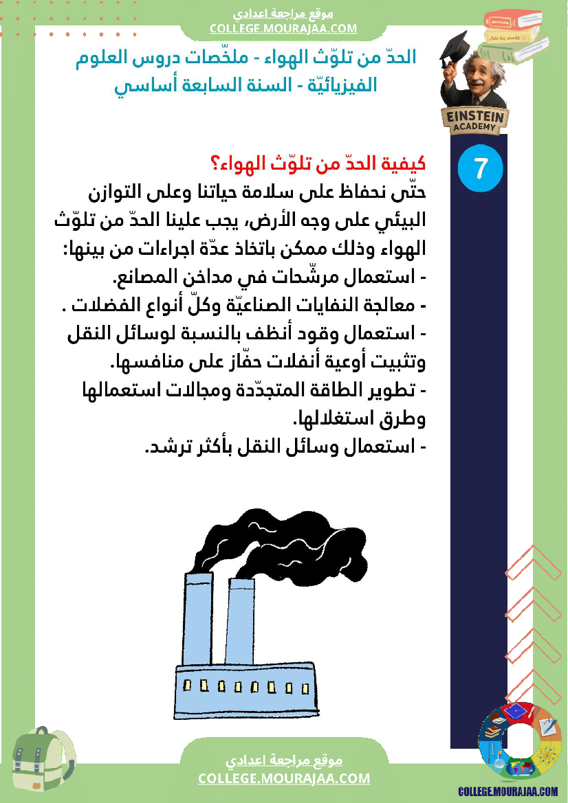 ملخصات دروس العلوم الفيزيائية السنة السابعة أساسي الثلاثي الأو ل