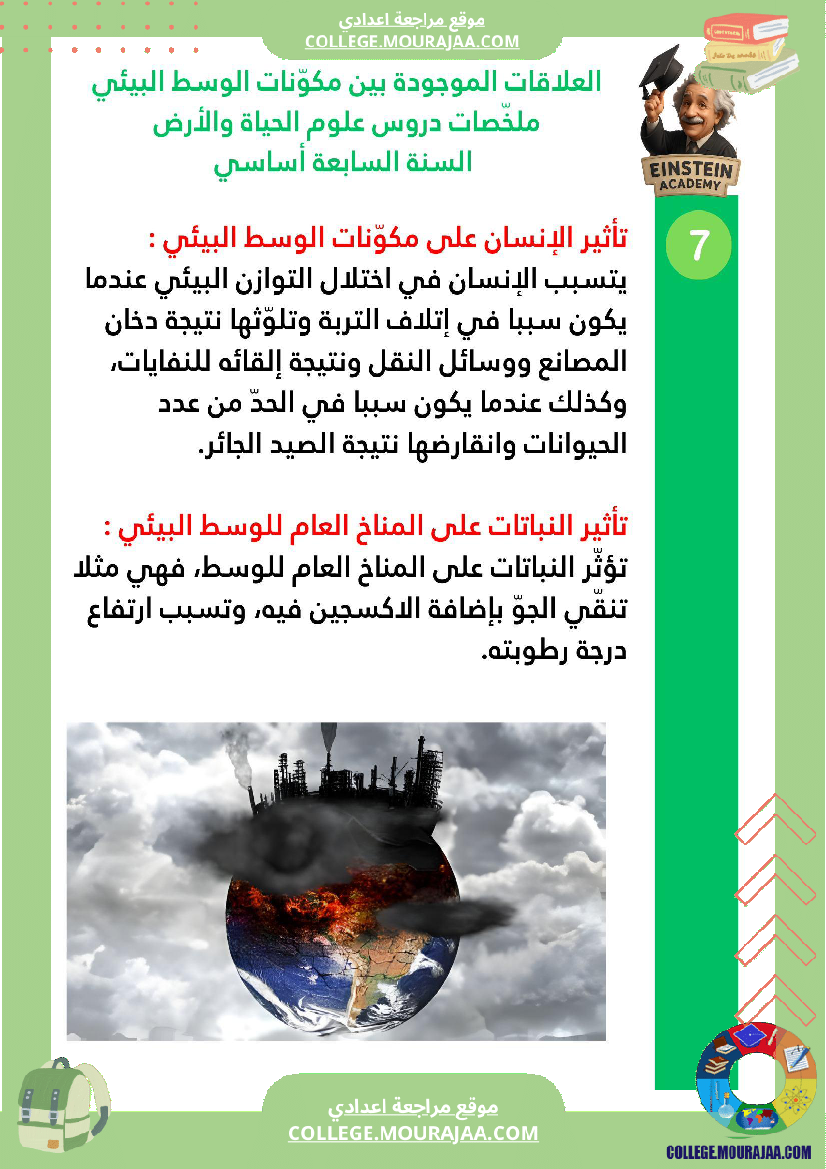 ملخصات دروس علوم الحياة والأرض السنة السابعة أساسي الجزء الأو ل الوسط البيئي