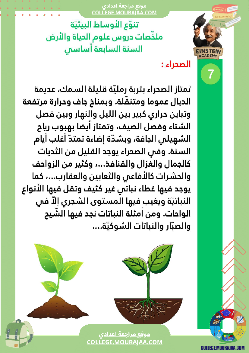 ملخصات دروس علوم الحياة والأرض السنة السابعة أساسي الجزء الأو ل الوسط البيئي