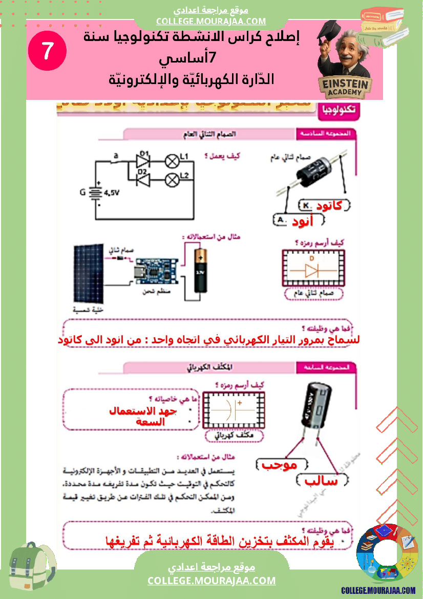 إصلاح كراس الأنشطة تكنولوجيا سنة 7 أساسي الد ارة الكهربائية والإلكترونية