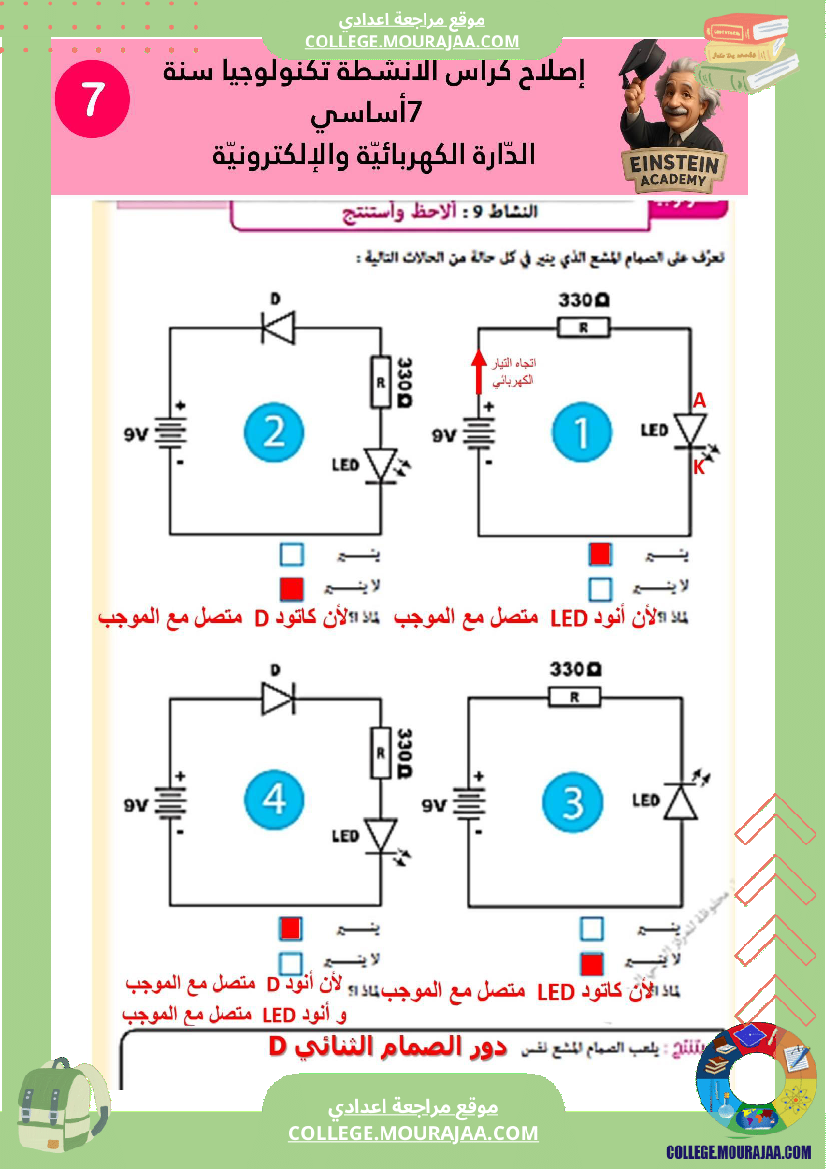 إصلاح كراس الأنشطة تكنولوجيا سنة 7 أساسي الد ارة الكهربائية والإلكترونية
