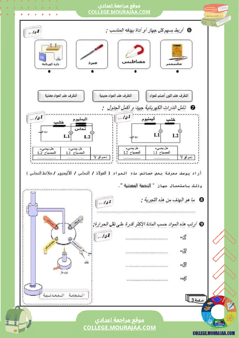 سابعة أساسي تكنولوجيا الثلاثي الأول الدارة الكهربائية و الالكترونية