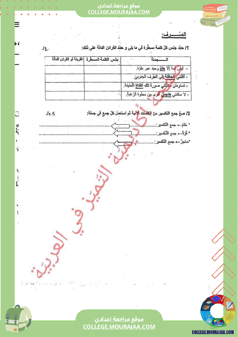 فرض_تأليفي_سنة_الثامنة_العربية_الثلاثي_الثالث
