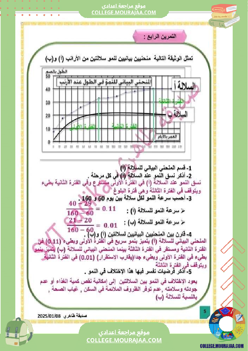 فرض تأليفي الثامنة علوم الحياة و الارض الثلاثي الثالث