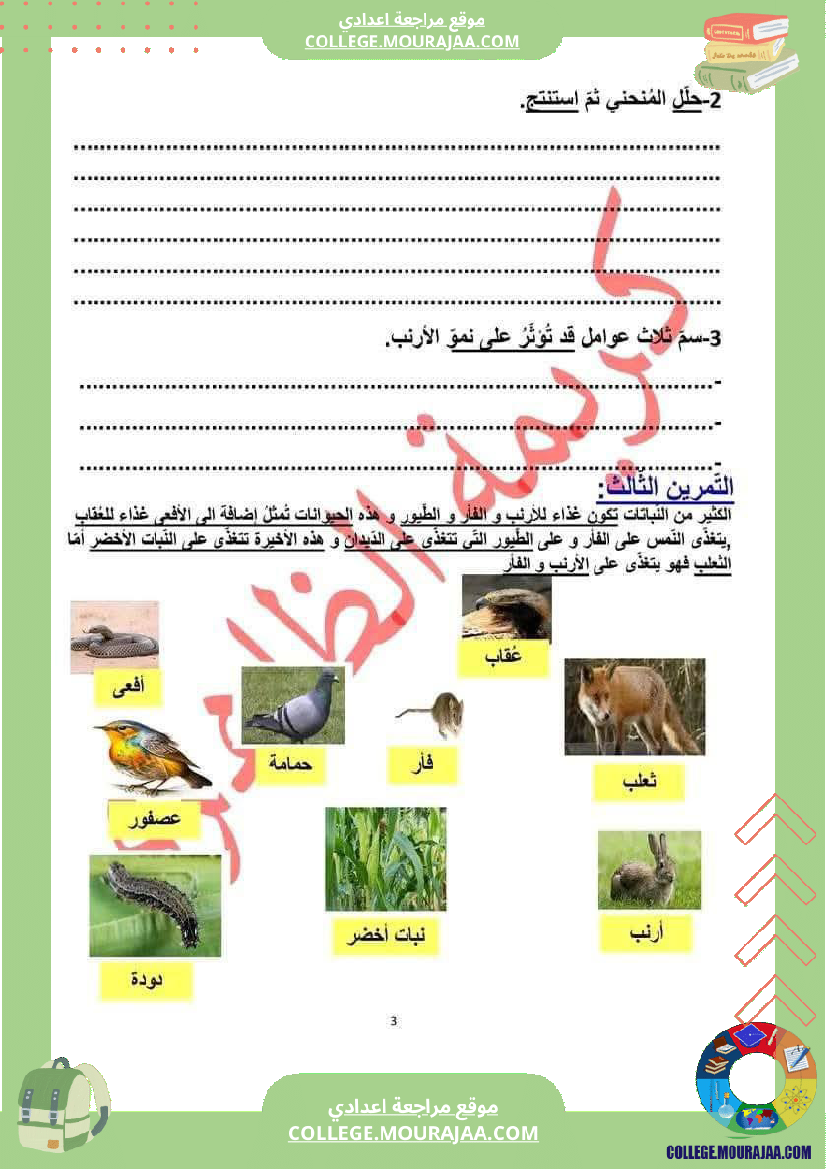 فرض تأليفي خاص بالسنة الثامنة علوم الحياة و الارض الثلاثي الثالث