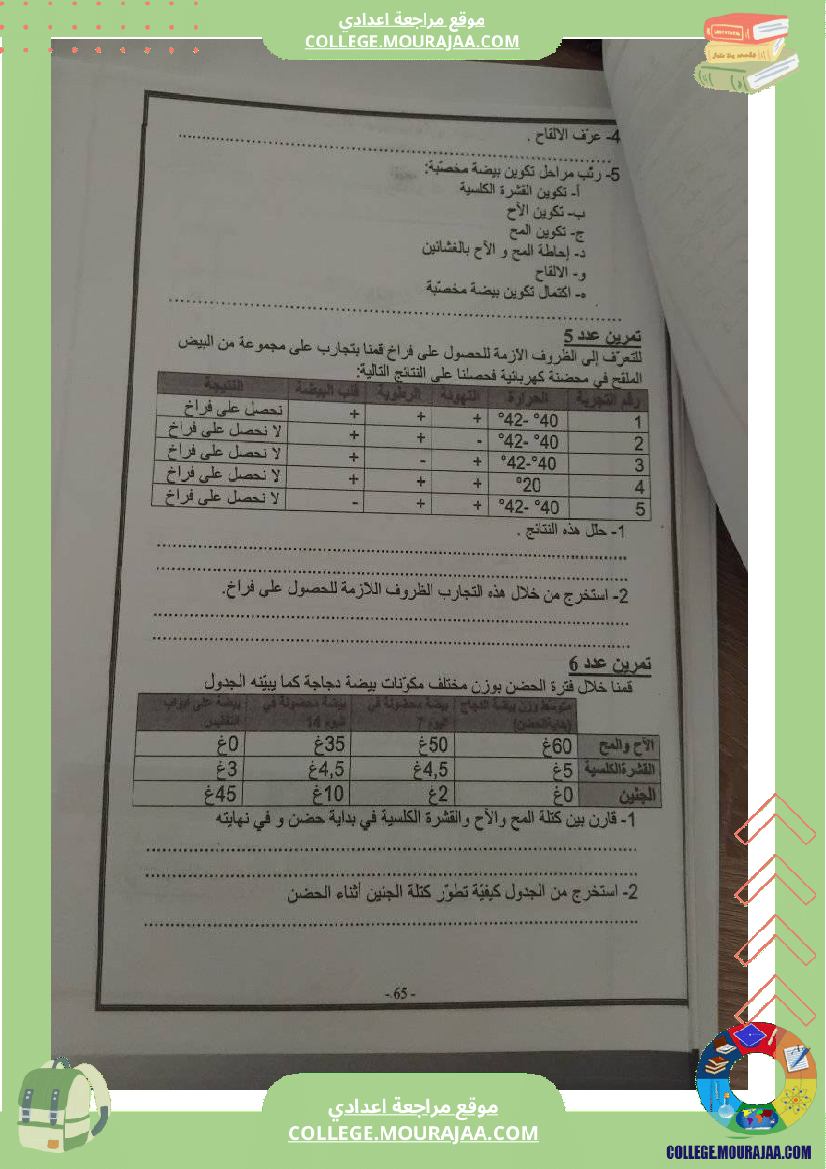 علوم طبيعية سنة ثامنة تلخيص الدروس
