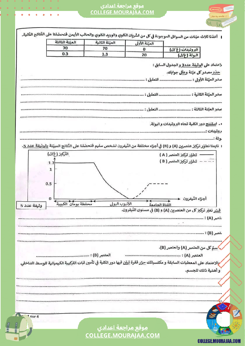 مراجعة الثلاثي الثالث لعلوم الحياة والارض