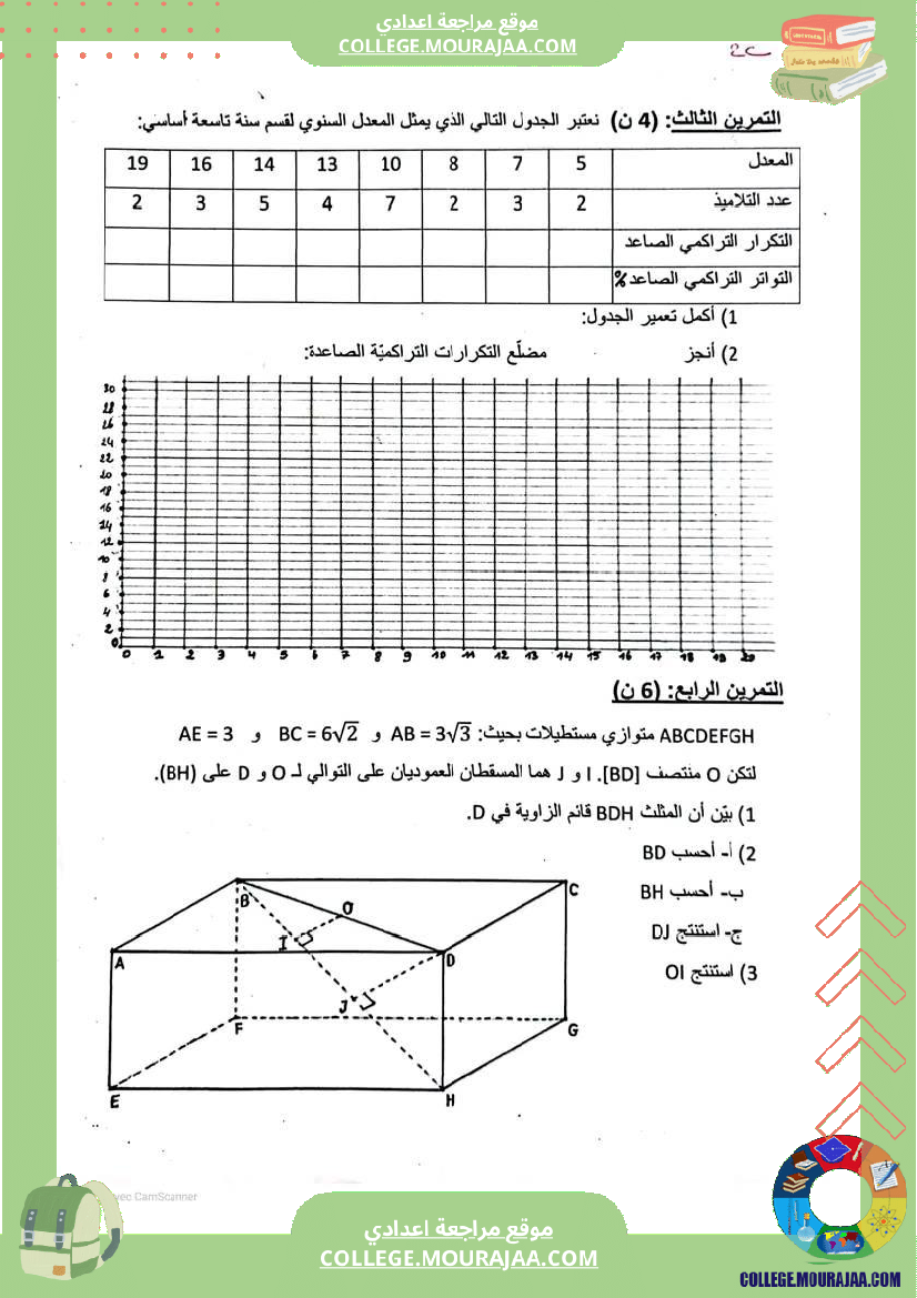 فرض_مراقبة_التاسعة_الثلاثي_الثالث_الرياضيات