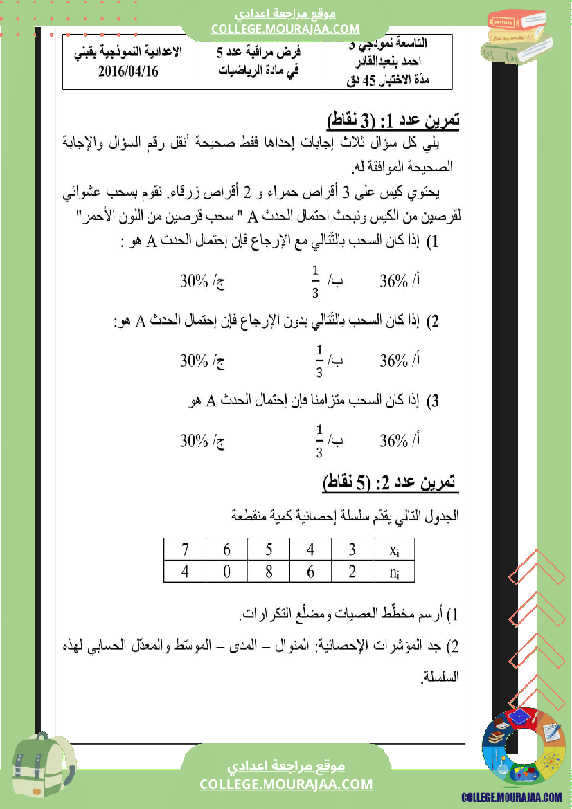 فرض_مراقبة_الثلاثي_الثالث_التاسعة_الرياضيات