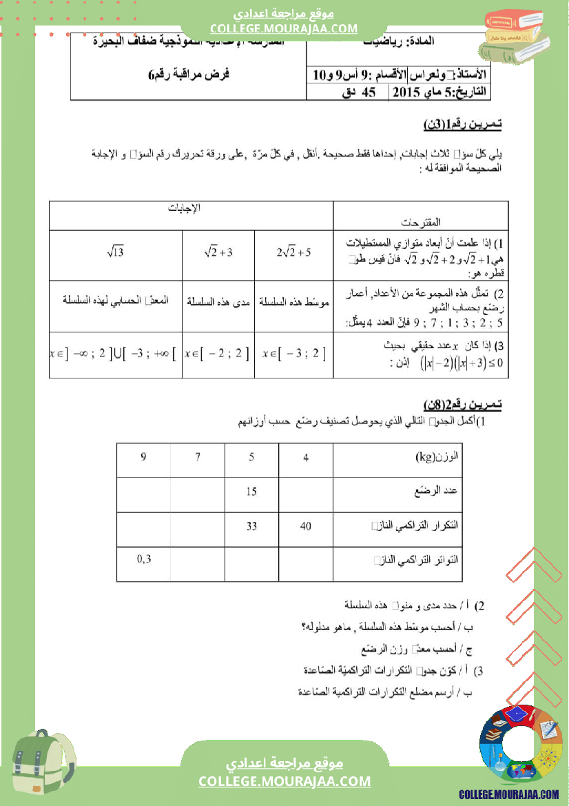 فرض_مراقبة_الرياضيات_للسنة_التاسعة_ثلاثي_ثالث
