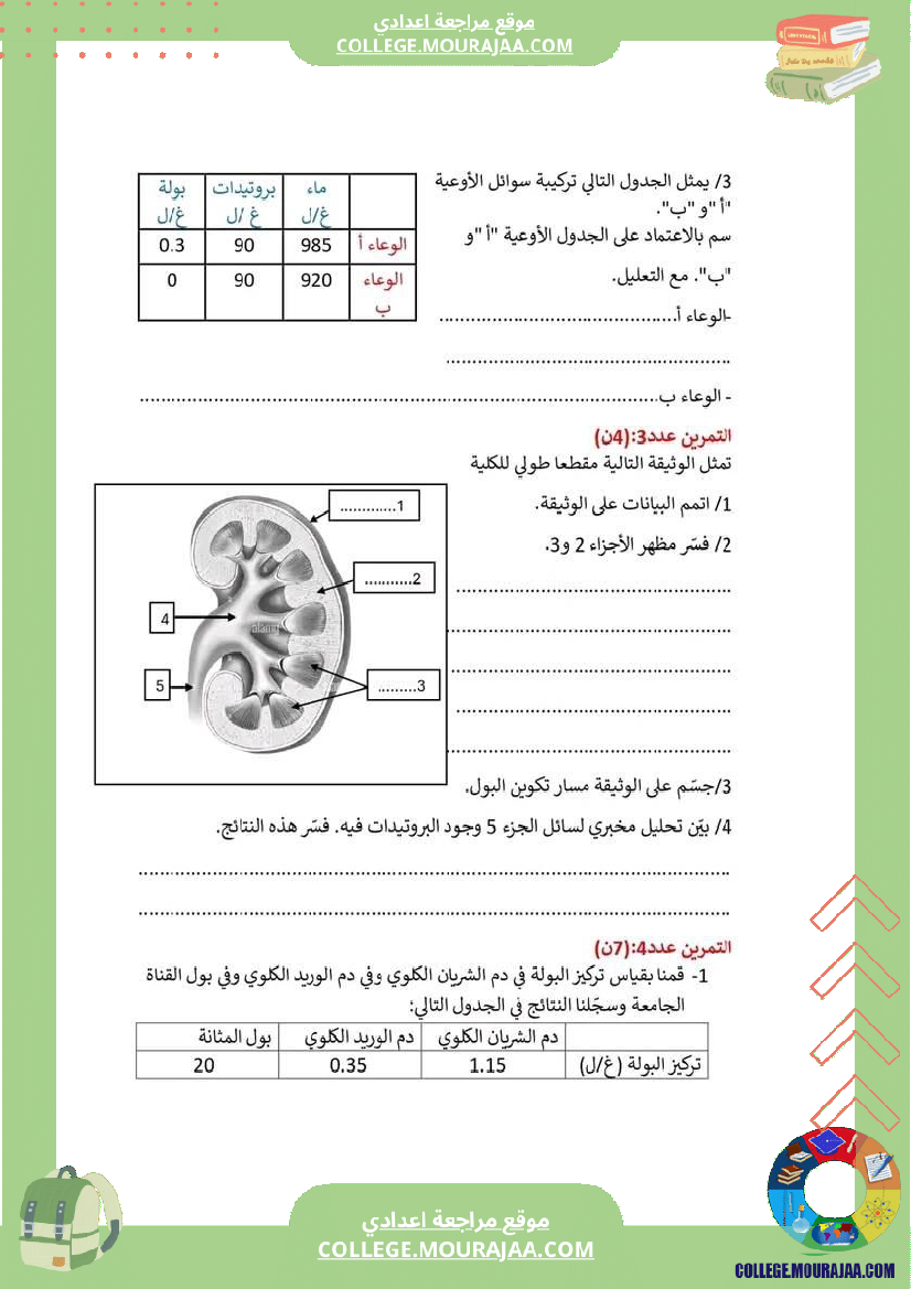 فرض مراقبة للسنة التاسعة الرياضيات الثلاثي الثالث