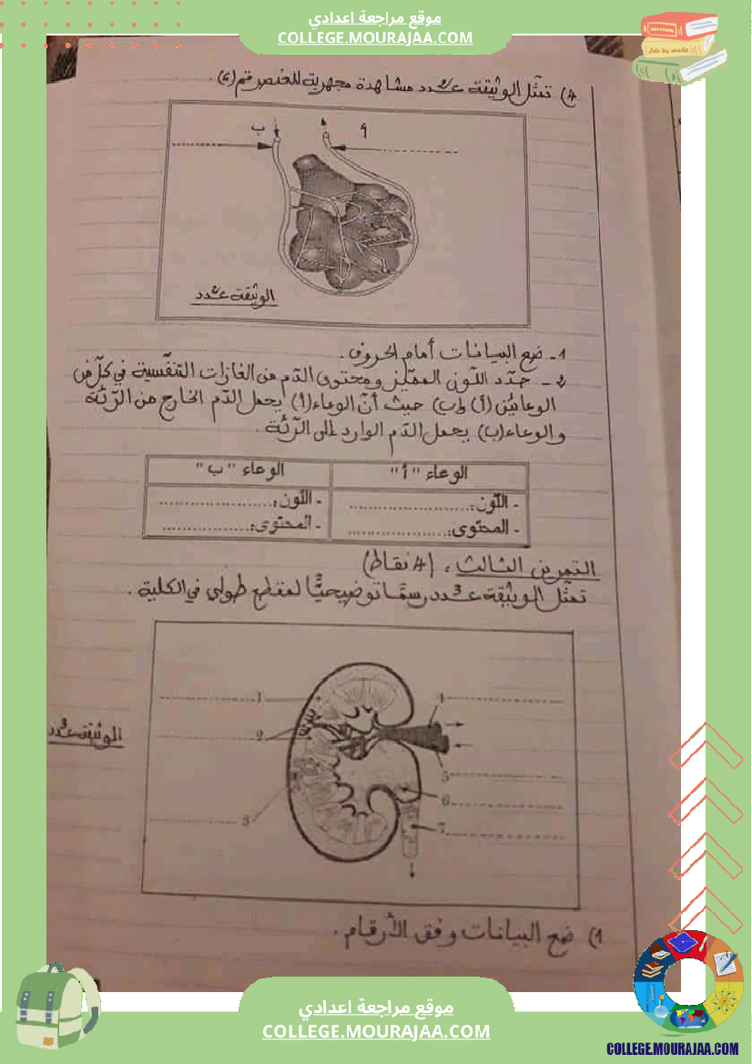 فرض مراقبة التاسعة علوم الحياة و الارض ثلاثي ثالث
