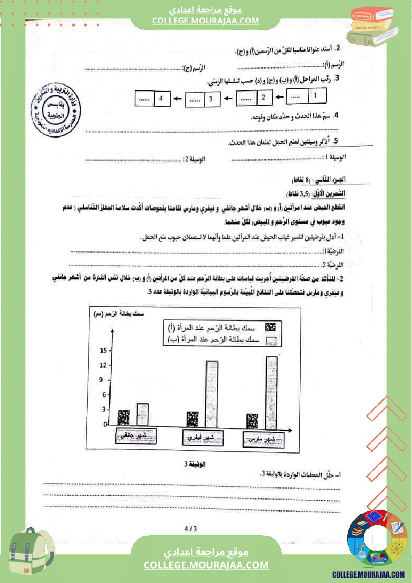 فرض مراقبة التاسعة علوم الحياة و الارض ثلاثي ثالث
