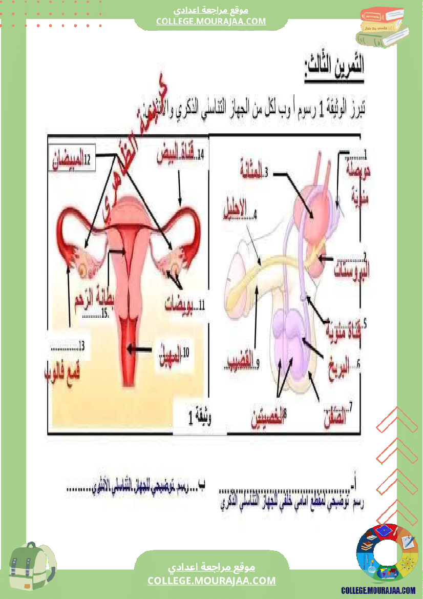 فرض مراقبة خاص بالسنة التاسعة علوم الحياة و الارض الثلاثي الثالث