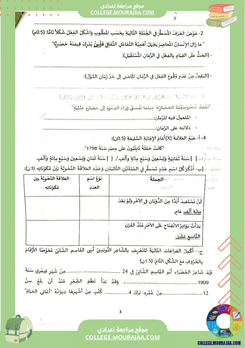 فرض_تأليفي_العربية_للسنة_التاسعة_ثلاثي_ثالث