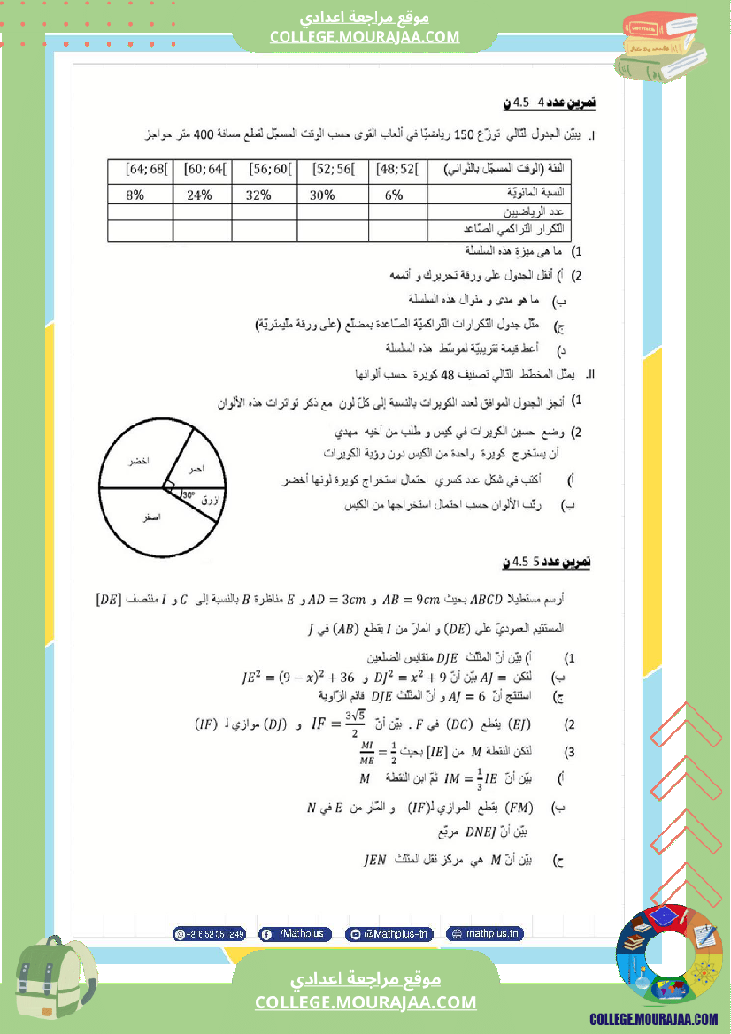 فرض_تأليفي_الثلاثي_الثالث_التاسعة_الرياضيات
