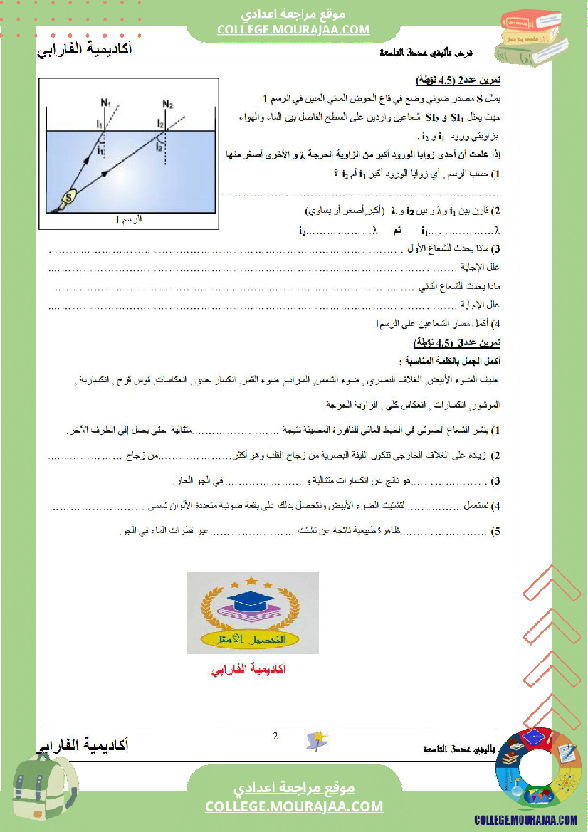 فرض تأليفي للثلاثي الثالث التاسعة علوم الحياة و الارض