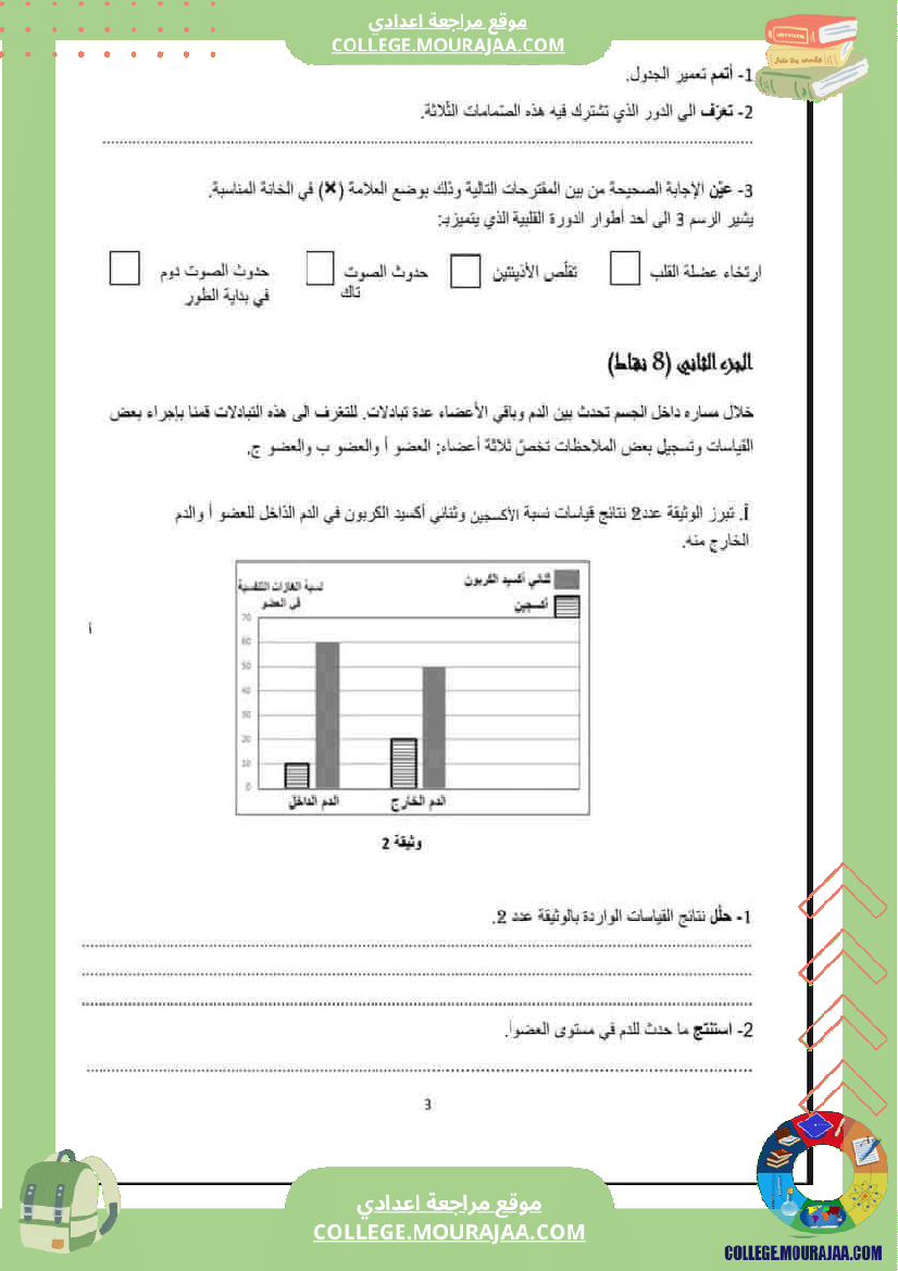 فرض تأليفي موحد في علوم الحياة و الأرض بقابس للسنوات التاسعة أساسي مرفق بالإصلاح