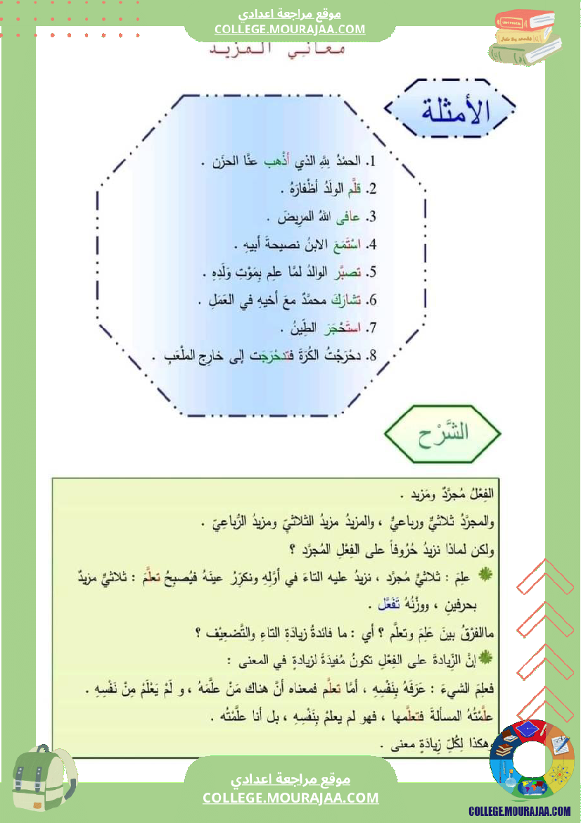 دروس عربية سنة تاسعة ثلاثي الثالث في النحو والصرف