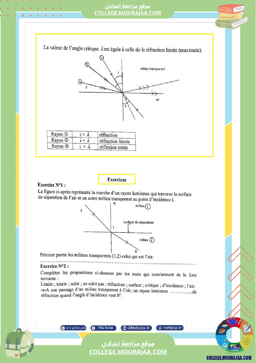 physique pilote اساسي 9 3eme trimestre cours et exercices devoirs avec correction