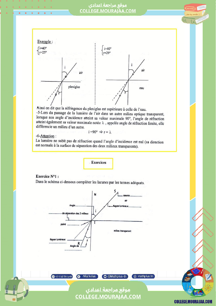 physique pilote اساسي 9 3eme trimestre cours et exercices devoirs avec correction