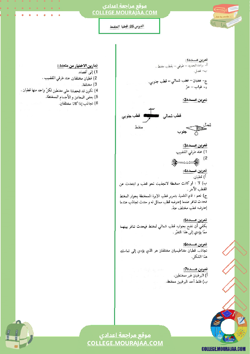 السابعة اساسي فيزياء استعدادا لفرض المراقبة عدد 3 تلخيص للدروس تمارين تطبيقية فروض مع الاصل