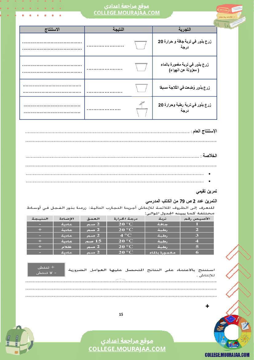كراس علوم الحياة و الأرض سنة الثامنة الثلاثي الثاني و الثالث