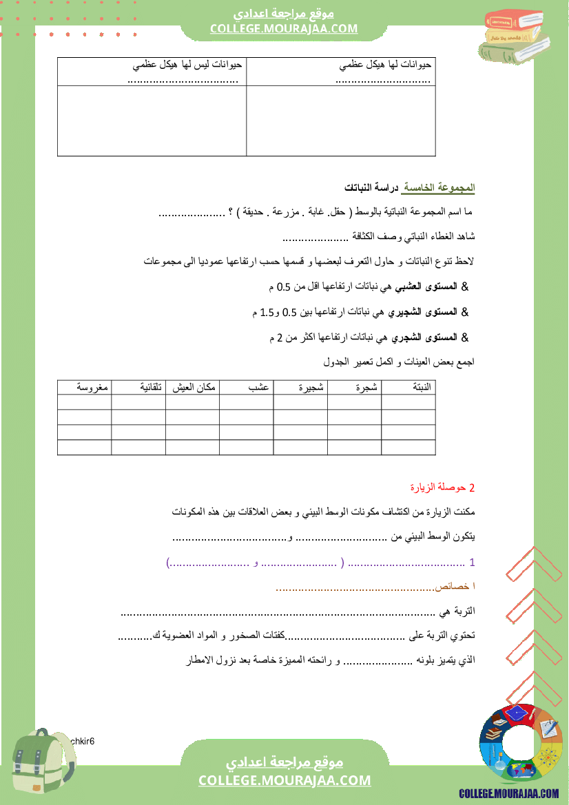 كراس علوم الحياة و الأرض سنة 7 اساسي