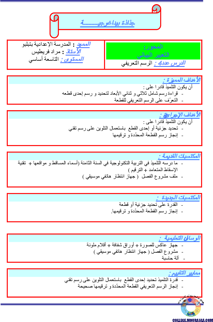 جذاذات_بيداغوجية_سنة_التاسعة_الرسم_التعريفي