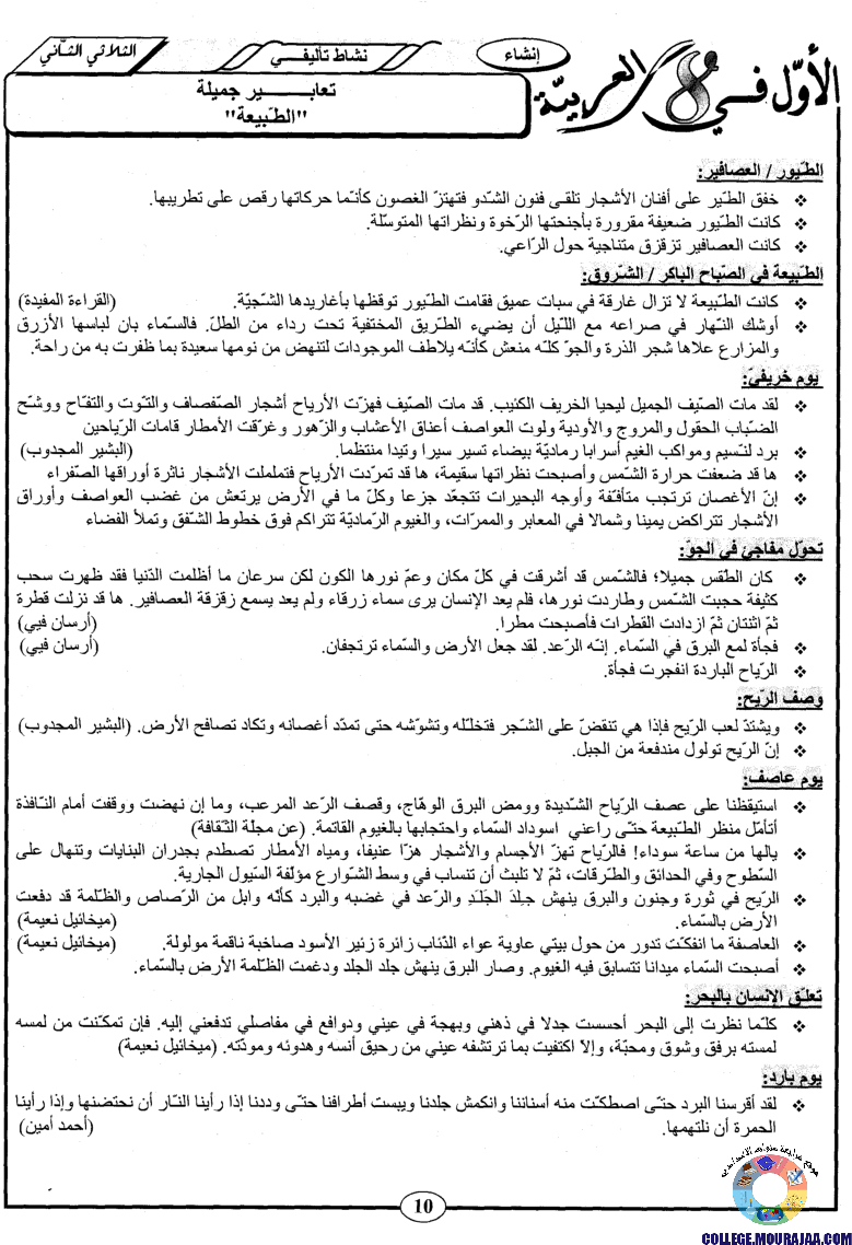 اﻷوّل في الثامنة فروض مراقبة و تأليفية الثامنة اساسي ثلاثي الثاني مع اصلاح