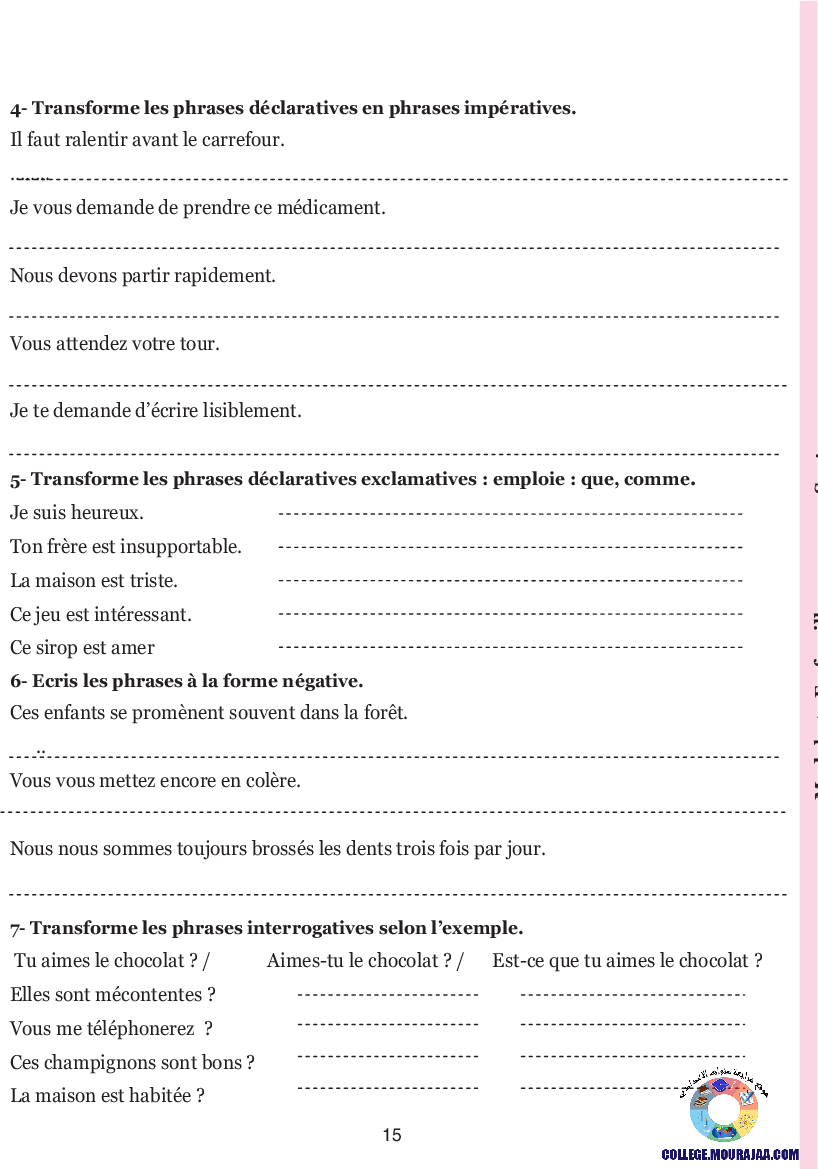 guide francais 7eme annee avec correction