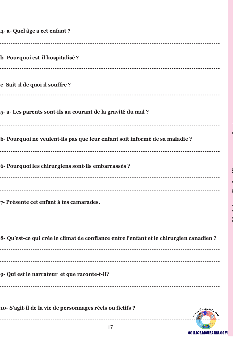 guide francais 7eme annee avec correction