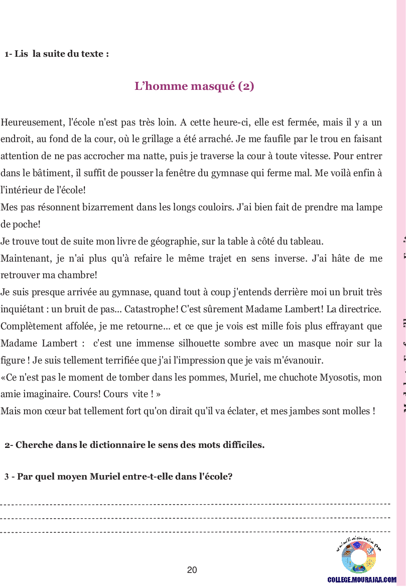 guide francais 7eme annee avec correction