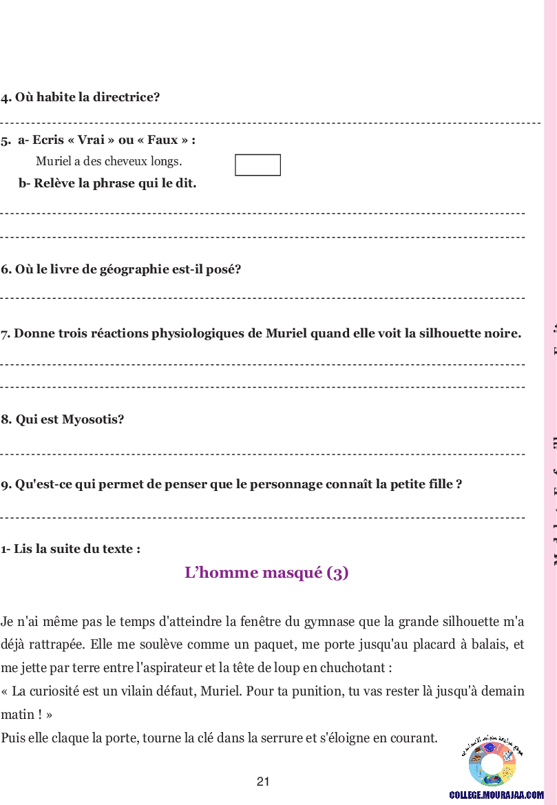 guide francais 7eme annee avec correction