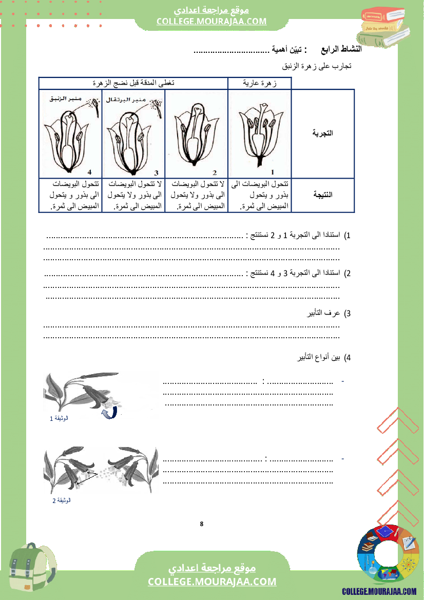 كراس علوم الحياة و الأرض سنة الثامنة الثلاثي الثاني و الثالث