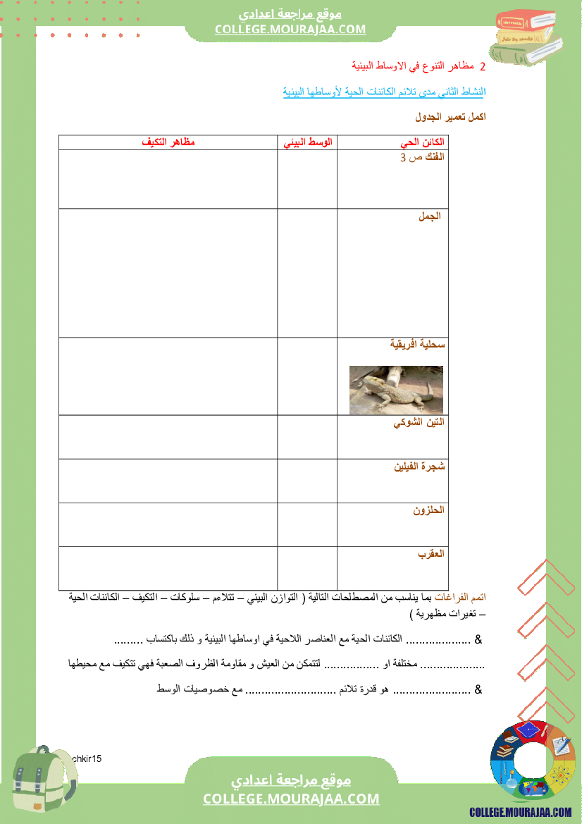 كراس علوم الحياة و الأرض سنة 7 اساسي